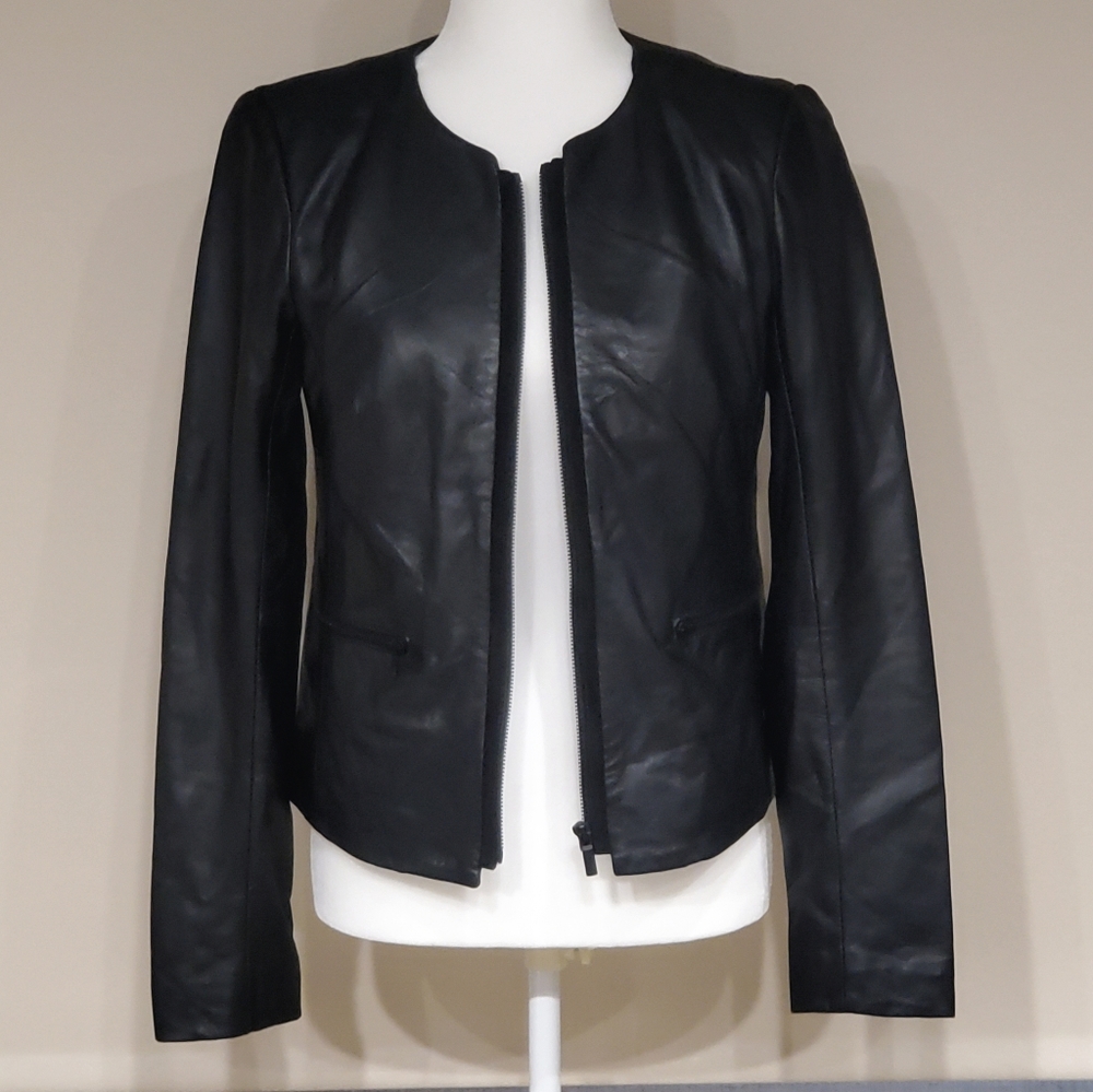 Halogen Womens Black Leather Jacket